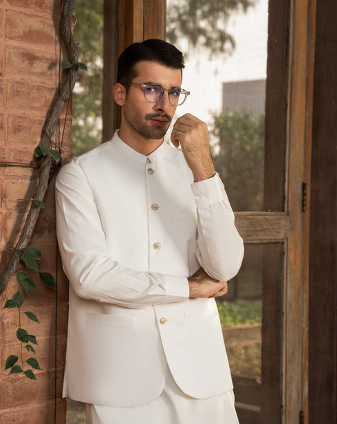 Off White Waistcoat - Italian Tropical