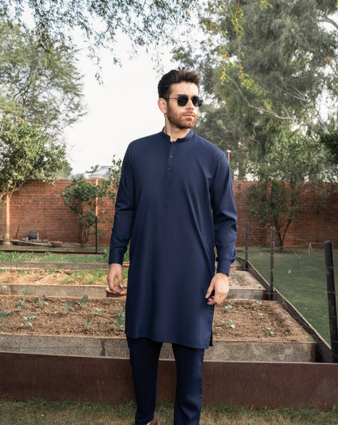 Navy Blue - Kurta Trouser - 2PC