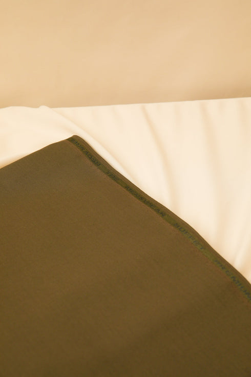 Olive Green Unstitched Suit - Blended - Men