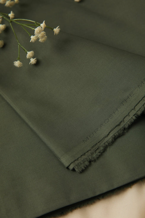 Army Green Soft Cotton Unstitched - Menswear