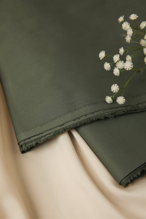 Army Green Soft Cotton Unstitched - Menswear