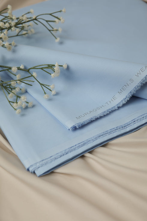 Sky Blue Soft Cotton Unstitched - Menswear
