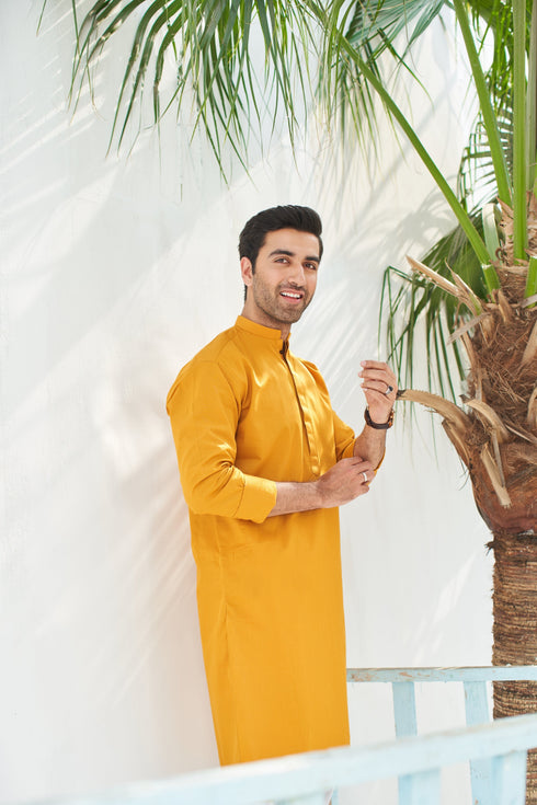 Mustard Cotton Kurta Trouser
