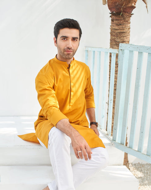 Mustard Cotton Kurta Trouser