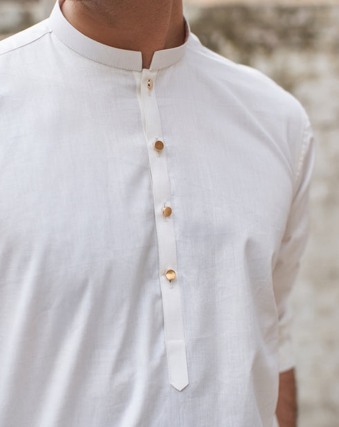 Off White Cotton Kurta Trouser