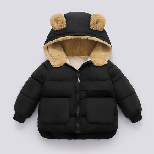 Children S Autumn And Winter Short Thick Hooded Warm Jacket