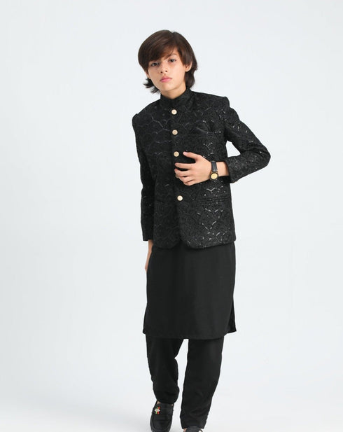 All Black Sequin Embroided - Festive 3PC Set