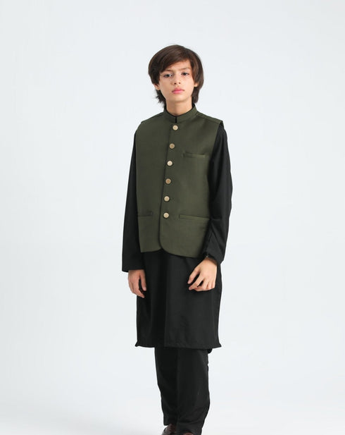Army Green on Black - Kidswear - 3PC