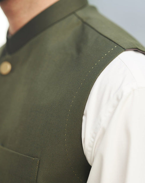 Army Green Waistcoat - Italian Tropical