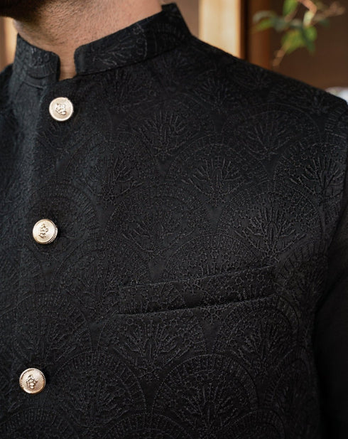 Black Embroided Waistcoat