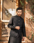 Black Embroided - Waistcoat Set - 3PC Designerwear