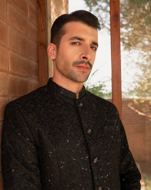 Black Sequin Prince Coat