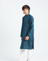Blue Textured Cotton Kurta Trouser