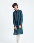 Blue Textured Cotton Kurta Trouser
