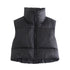 Winter Short Vest For Women Solid Color Zip Sleeveless Lapel Jacket Fashion Bread Coat