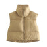 Winter Short Vest For Women Solid Color Zip Sleeveless Lapel Jacket Fashion Bread Coat