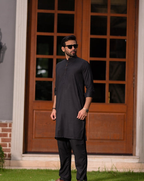 Crow Black - Kurta Trouser/Shalwar - 2PC