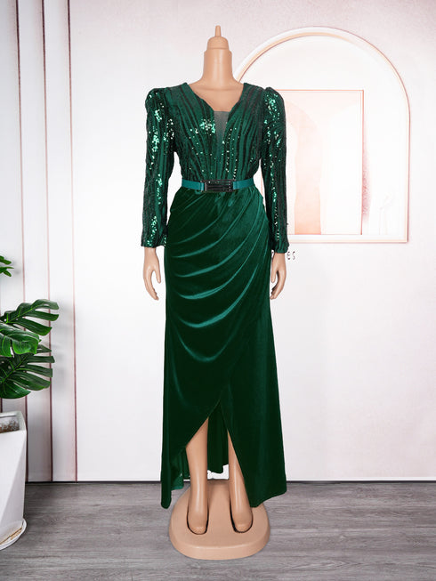 Women's Plus Size Flannel Sequined Party Dress