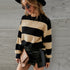 Winter New Striped Fashion Personality Plus Size Pullover Slimming Knitwear Cross-border Sweater Bottoming Shirt Women