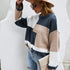 Round Neck Color-blocking Pullover Sweater Plus Size Loose Women
