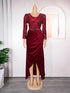 Women's Plus Size Flannel Sequined Party Dress