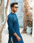 French Blue Cotton Kurta Trouser