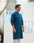 French Blue Cotton Kurta Trouser