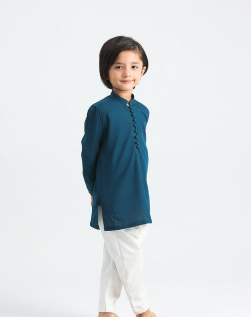 French Blue Cotton Kurta Trouser