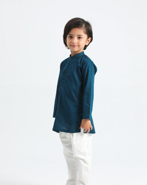 French Blue Cotton Kurta Trouser