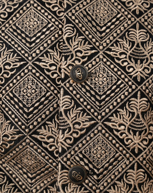 Gold Black Embroidered - Princecoat Set - 3PC Designerwear