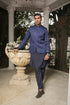 Navy Blue Embroidered - Princecoat Set - 3PC Designerwear