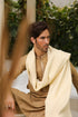 Cream Wool Shawl with Camel Kameez Shalwar - Men - 3 Piece