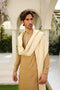 Cream Wool Shawl with Camel Kameez Shalwar - Men - 3 Piece
