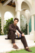 Mocha Brown Kameez Shalwar - Men - Collar Neck Embroidered