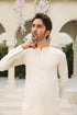 Bosky White Kurta Trouser - Men - Collar Neck Embroidered