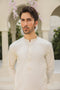 Bosky White Kurta Trouser - Men - Collar Neck Embroidered