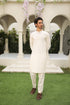 Bosky White Kurta Trouser - Men - Collar Neck Embroidered
