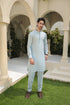 Sky Blue Kurta Trouser - Men - Collar Neck Embroidered