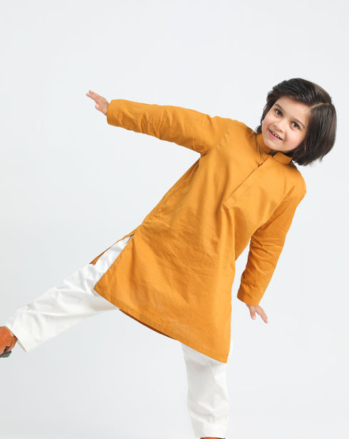 Mustard Cotton Kurta Trouser