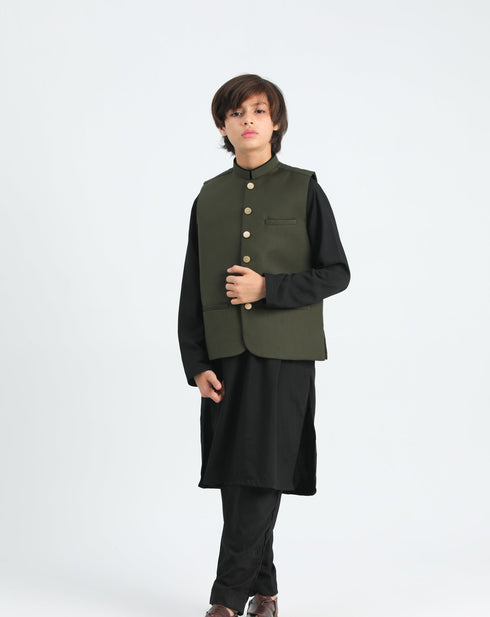 Army Green on Black - Kidswear - 3PC