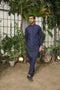 Navy Blue Embroidered - Waistcoat Set - 3PC Designerwear