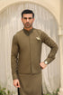 Olive Green Kameez Shalwar with Waistcoat - Men - 3PC