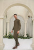 Olive Green Kurta Trouser - Men - Collar Neck Embroidered
