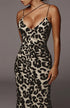 Ladies Sleeveless V-Neck Leopard Print Dress