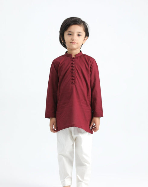 Maroon Cotton Kurta Trouser