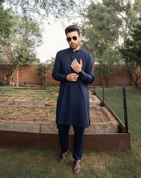 Navy Blue - Kurta Trouser - 2PC