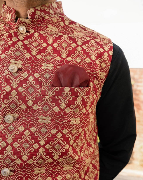 Red Embroided Waistcoat