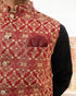 Red Embroidered - Waistcoat Set - 3PC Designerwear