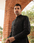 Sequin Black Embroidered - Prince Coat Set - 3PC Designer