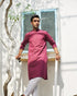 Textured Wine Cotton Kurta Trouser